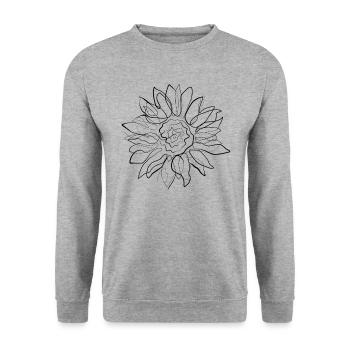Sunflower Summer - one line drawing - Unisex Sweatshirt - salt & pepper - Front - Alina (178cm) & Michal (187cm)