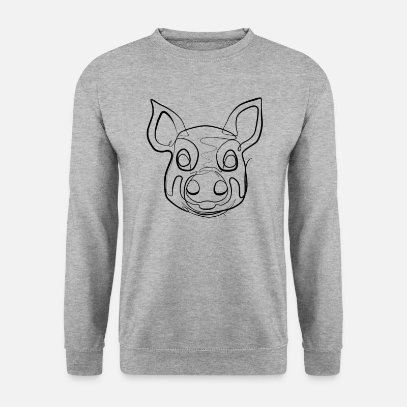 Pig - one line drawing - Unisex Sweatshirt - salt & pepper