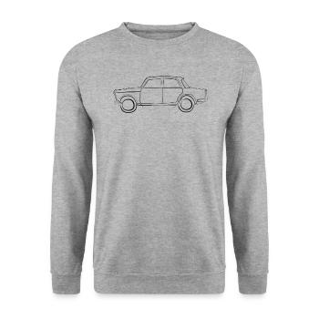 Oldtimer Auto - one line drawing - Unisex Pullover - Weißgrau meliert - Vorne - Alina (178cm) & Michal (187cm)