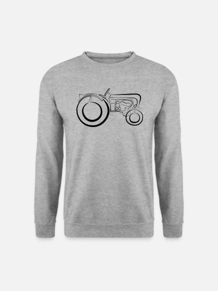 Oldtimer Traktor - one line drawing - Sweat-shirt Unisexe - gris chiné