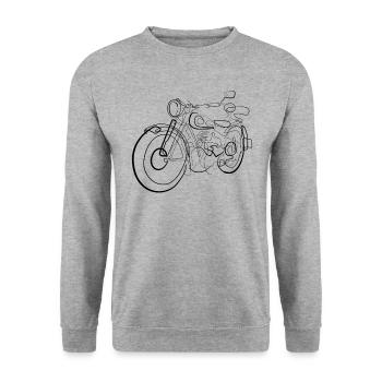 Motorcycle Chopper Biker - one line drawing - Unisex Sweatshirt - salt & pepper - Front - Alina (178cm) & Michal (187cm)