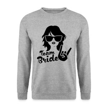 Junggesellenabschied Team Braut - Unisex Pullover - Weißgrau meliert - Vorne - Alina (178cm) & Michal (187cm)
