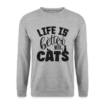 chat - Sweat-shirt Unisexe - gris chiné - Devant - Alina (178cm) & Michal (187cm)