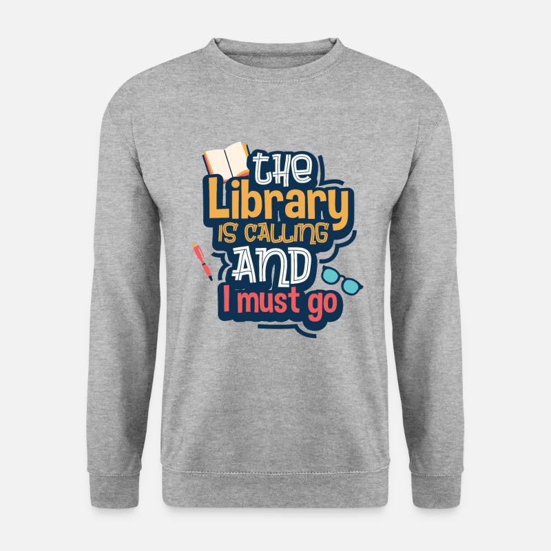 Bücher lesen - Unisex Pullover - Weißgrau meliert
