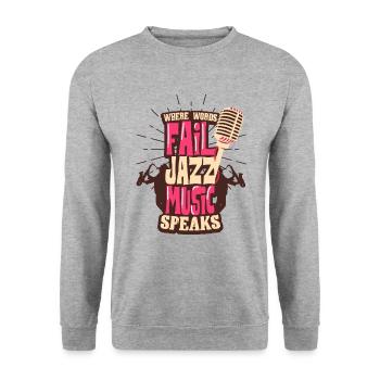 Jazz - Unisex Pullover - Weißgrau meliert - Vorne - Alina (178cm) & Michal (187cm)