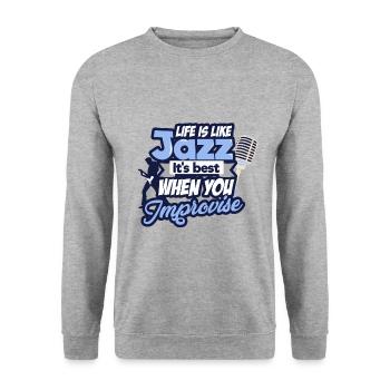 Jazz - Unisex Pullover - Weißgrau meliert - Vorne - Alina (178cm) & Michal (187cm)
