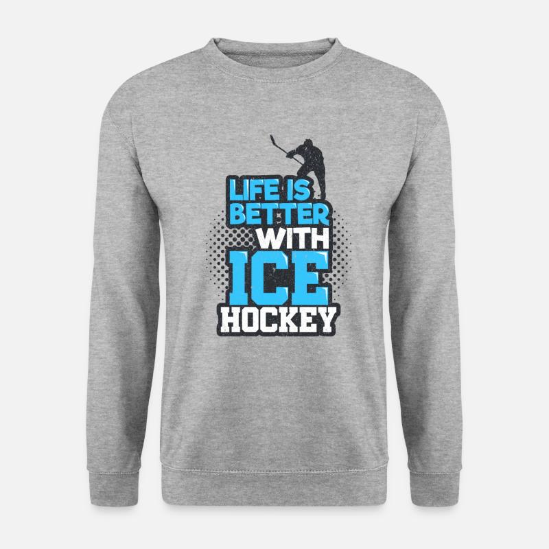 Eishockey - Unisex Pullover - Weißgrau meliert