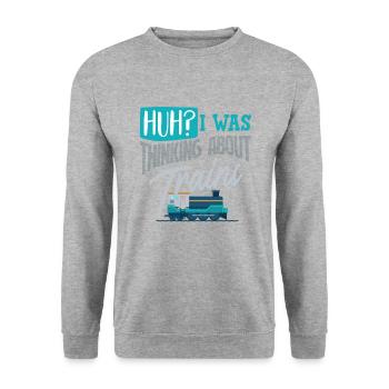 Züge Eisenbahn Zug - Unisex Pullover - Weißgrau meliert - Vorne - Alina (178cm) & Michal (187cm)