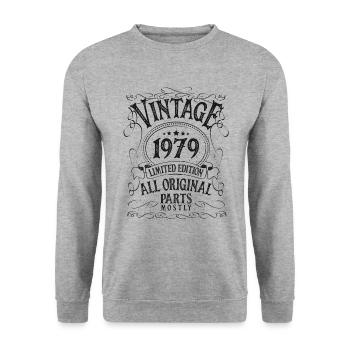 Birthday born in 1979 - Unisex Sweatshirt - salt & pepper - Front - Alina (178cm) & Michal (187cm)