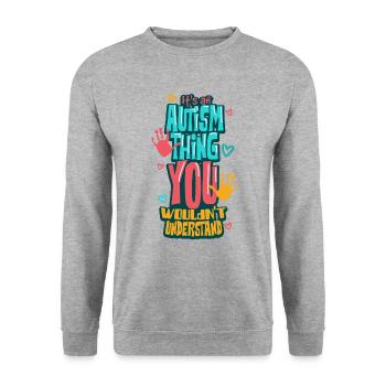 Autismus Autist - Unisex Pullover - Weißgrau meliert - Vorne - Alina (178cm) & Michal (187cm)