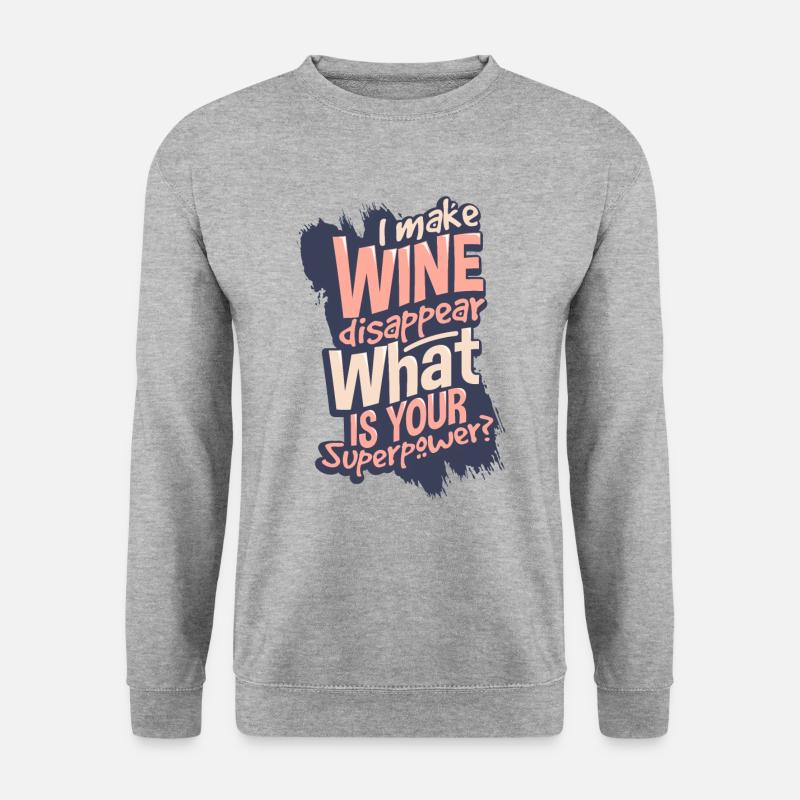 Wein - Unisex Pullover - Weißgrau meliert