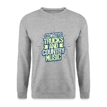 Country Musik Trucker - Unisex Pullover - Weißgrau meliert - Vorne - Alina (178cm) & Michal (187cm)