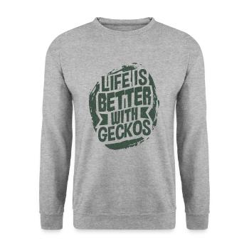 Gecko - Unisex Sweatshirt - salt & pepper - Front - Alina (178cm) & Michal (187cm)