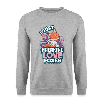 fox - Unisex Sweatshirt - salt & pepper - Front - Alina (178cm) & Michal (187cm)