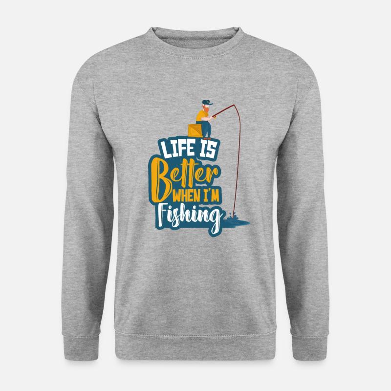 Angler Angeln - Unisex Pullover - Weißgrau meliert