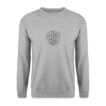 Monstera leaf - one line drawing - Unisex Sweatshirt - salt & pepper - Front - Alina (178cm) & Michal (187cm)