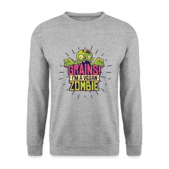 Vegan zombie vegan - Sweat-shirt Unisexe - gris chiné - Devant - Alina (178cm) & Michal (187cm)
