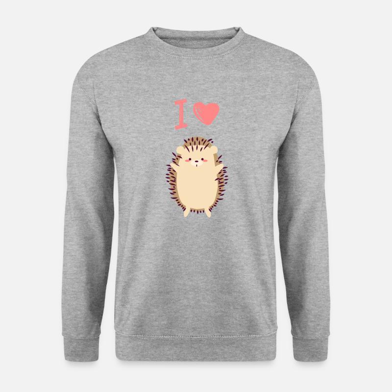 I heart Hedgehog - Unisex Pullover - Weißgrau meliert