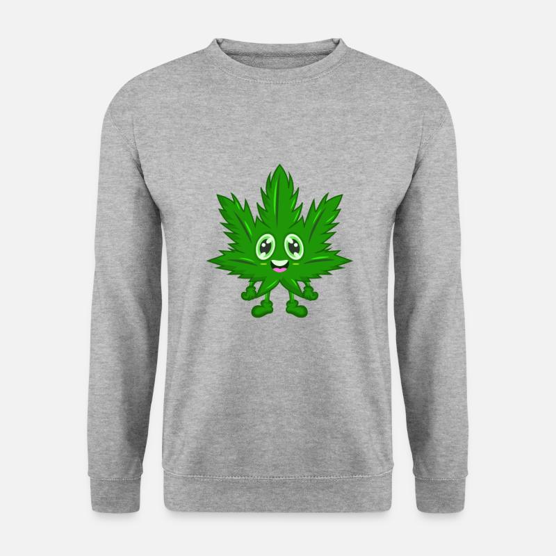 Cannabis Comic Hanf Blatt - Unisex Pullover - Weißgrau meliert