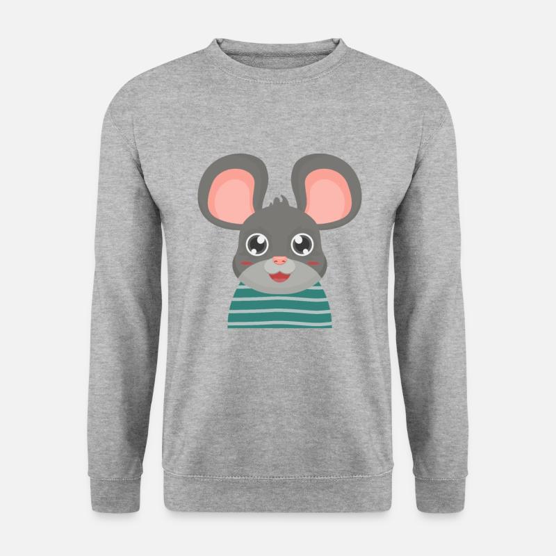 Maus mit großen Ohren - Unisex Pullover - Weißgrau meliert