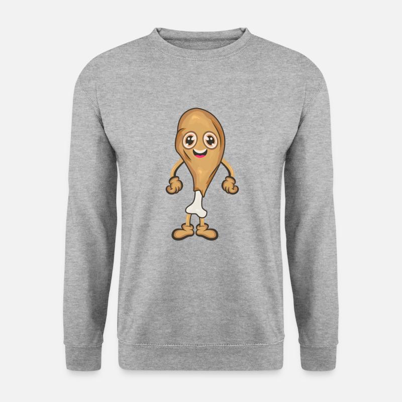 Hähnchen Keule Chicken Wing - Unisex Pullover - Weißgrau meliert