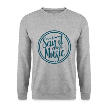 music - Unisex Sweatshirt - salt & pepper - Front - Alina (178cm) & Michal (187cm)