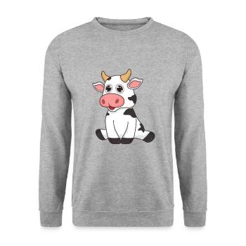 Cow farmer farmer - Unisex Sweatshirt - salt & pepper - Front - Alina (178cm) & Michal (187cm)