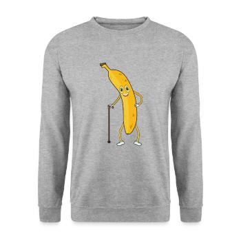 Alte Banane Opa Rentner - Unisex Pullover - Weißgrau meliert - Vorne - Alina (178cm) & Michal (187cm)