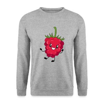 Himbeere - Unisex Pullover - Weißgrau meliert - Vorne - Alina (178cm) & Michal (187cm)