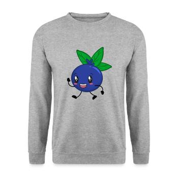 Heidelbeere Blaubeere - Unisex Pullover - Weißgrau meliert - Vorne - Alina (178cm) & Michal (187cm)