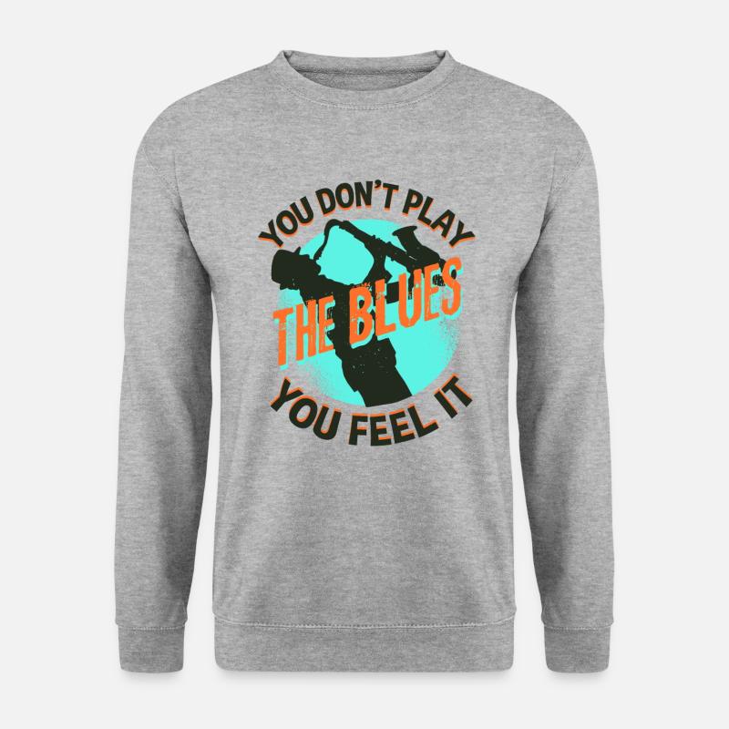 Blues Saxofon - Unisex Pullover - Weißgrau meliert