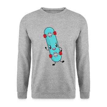 Skater Skateboard - Unisex Pullover - Weißgrau meliert - Vorne - Alina (178cm) & Michal (187cm)