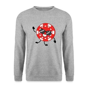 Poker - Unisex Pullover - Weißgrau meliert - Vorne - Alina (178cm) & Michal (187cm)