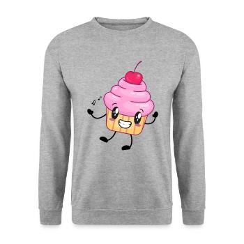 Cupcake muffin cartoon music character - Unisex Sweatshirt - salt & pepper - Front - Alina (178cm) & Michal (187cm)