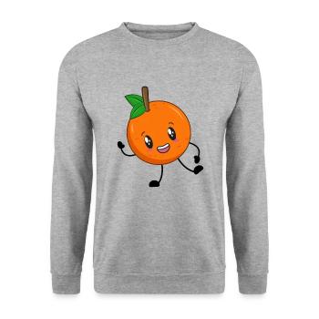 Orange - Unisex Pullover - Weißgrau meliert - Vorne - Alina (178cm) & Michal (187cm)