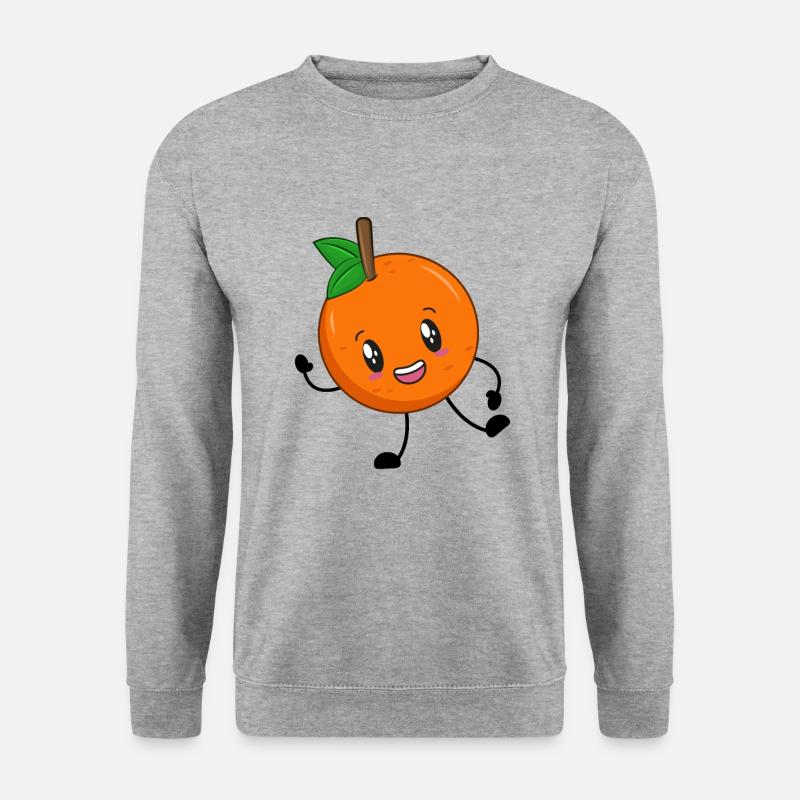 Orange - Unisex Pullover - Weißgrau meliert
