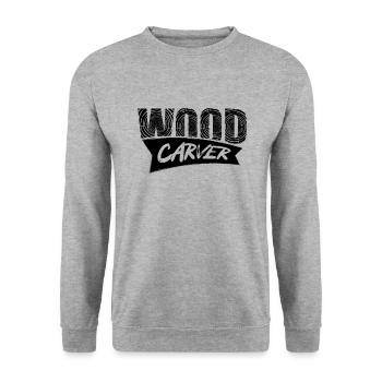 Holz Schnitzen Wood Carver - Unisex Pullover - Weißgrau meliert - Vorne - Alina (178cm) & Michal (187cm)