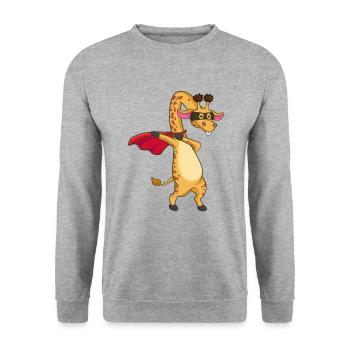 Girafe tamponnant le super-héros - Sweat-shirt Unisexe - gris chiné - Devant - Alina (178cm) & Michal (187cm)