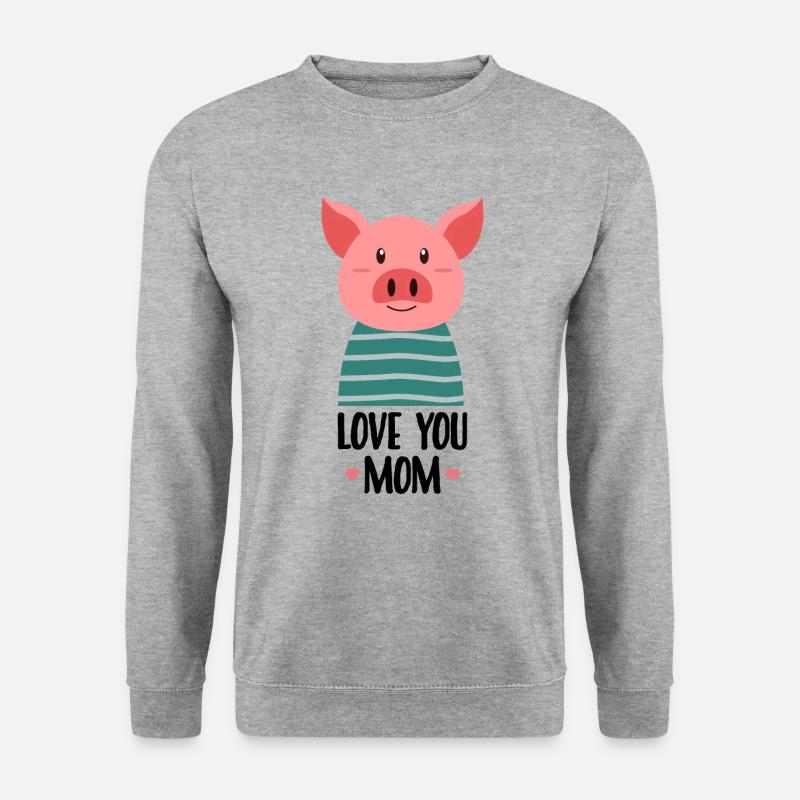 Hab dich lieb Mama - Schwein - Unisex Pullover - Weißgrau meliert