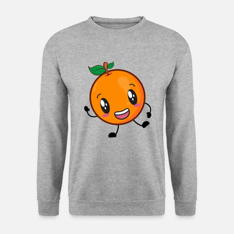 Orange - Unisex Pullover - Weißgrau meliert