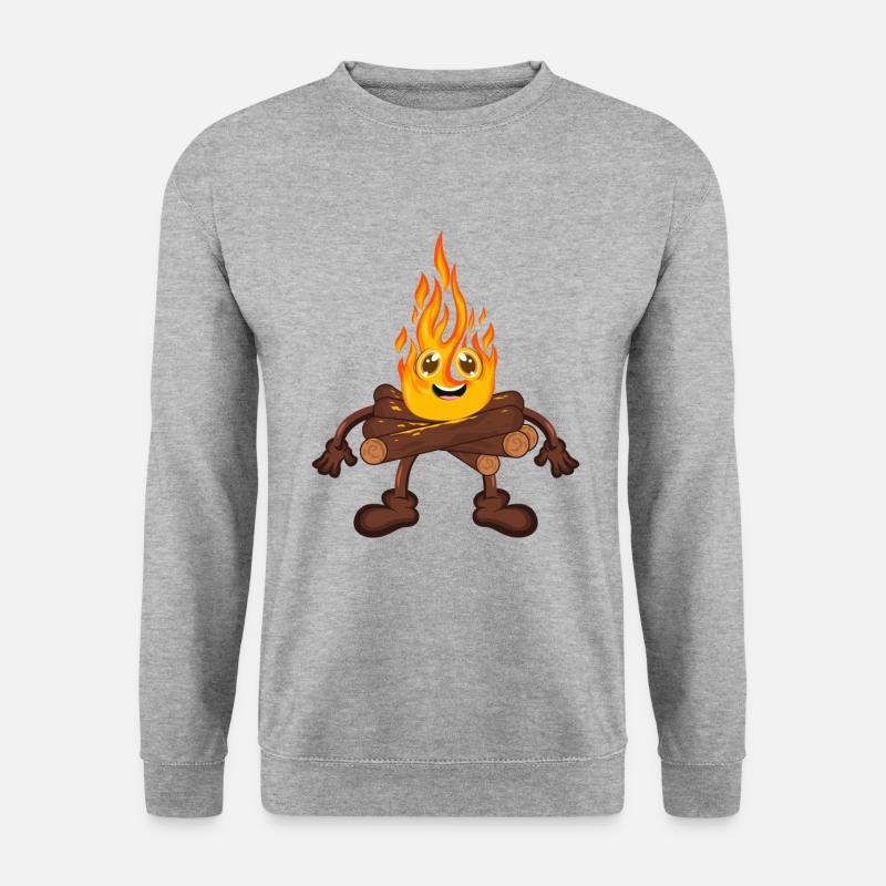 Lagerfeuer Feuer - Unisex Pullover - Weißgrau meliert