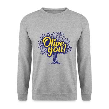Olives Amour - Sweat-shirt Unisexe - gris chiné - Devant - Alina (178cm) & Michal (187cm)