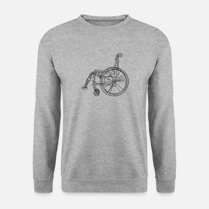 Rollstuhl - one line drawing - Unisex Pullover - Weißgrau meliert