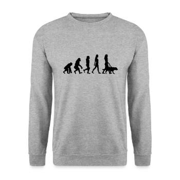 Hundehalterin Evolution Hund - Unisex Pullover - Weißgrau meliert - Vorne - Alina (178cm) & Michal (187cm)