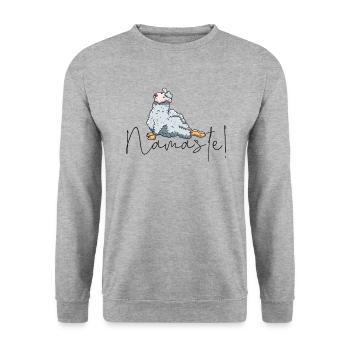 Yoga Namaste - Unisex Pullover - Weißgrau meliert - Vorne - Alina (178cm) & Michal (187cm)