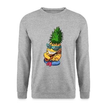 Ananas ukulélé - Sweat-shirt Unisexe - gris chiné - Devant - Alina (178cm) & Michal (187cm)