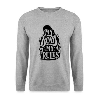 Feminismus Feministin - Unisex Pullover - Weißgrau meliert - Vorne - Alina (178cm) & Michal (187cm)