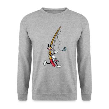 Angeln Angler Angel - Unisex Pullover - Weißgrau meliert - Vorne - Alina (178cm) & Michal (187cm)