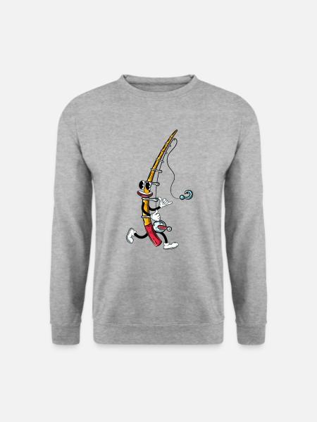 Angeln Angler Angel - Unisex Pullover - Weißgrau meliert
