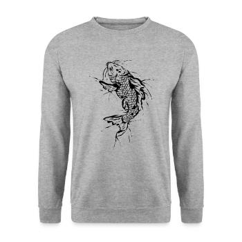 Pêche au poisson Carpe - Sweat-shirt Unisexe - gris chiné - Devant - Alina (178cm) & Michal (187cm)